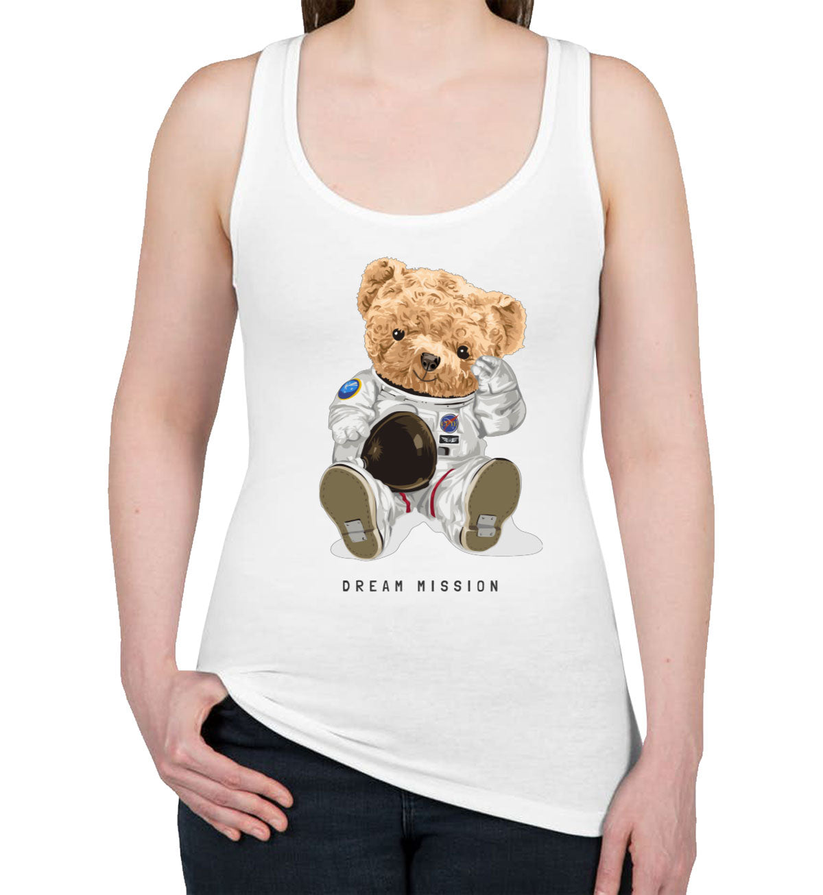 Teddy Bear Astronaut Dream Mission Women's Racerback Tank Top