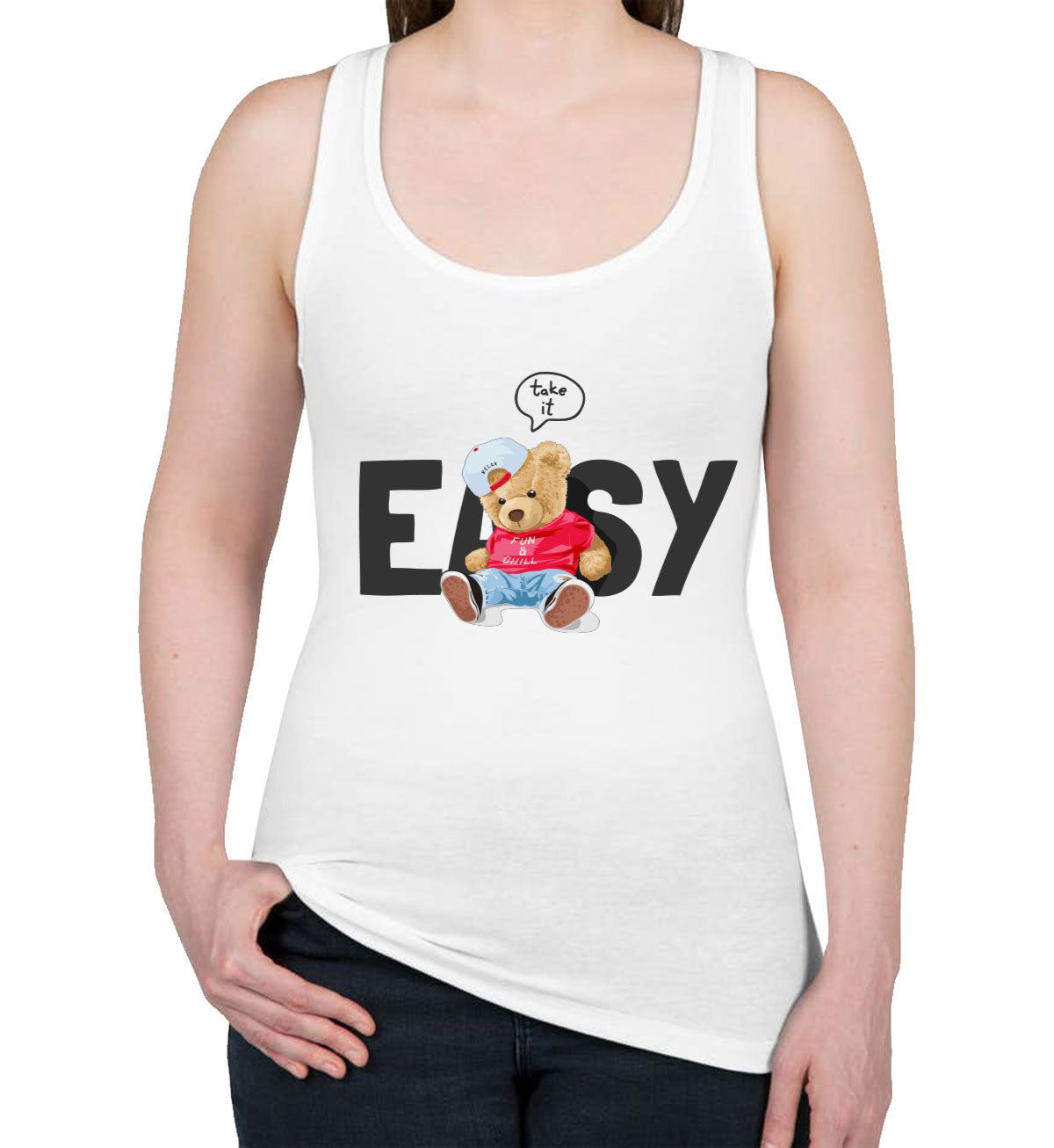 Teddy Bear Take It Easy Women's Racerback Tank Top