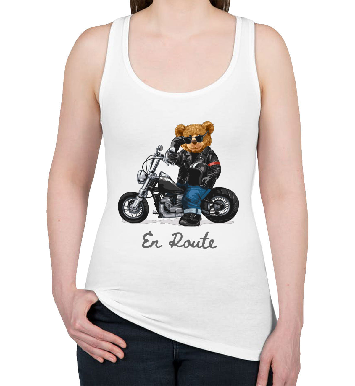 Teddy Bear Biker Women's Racerback Tank Top