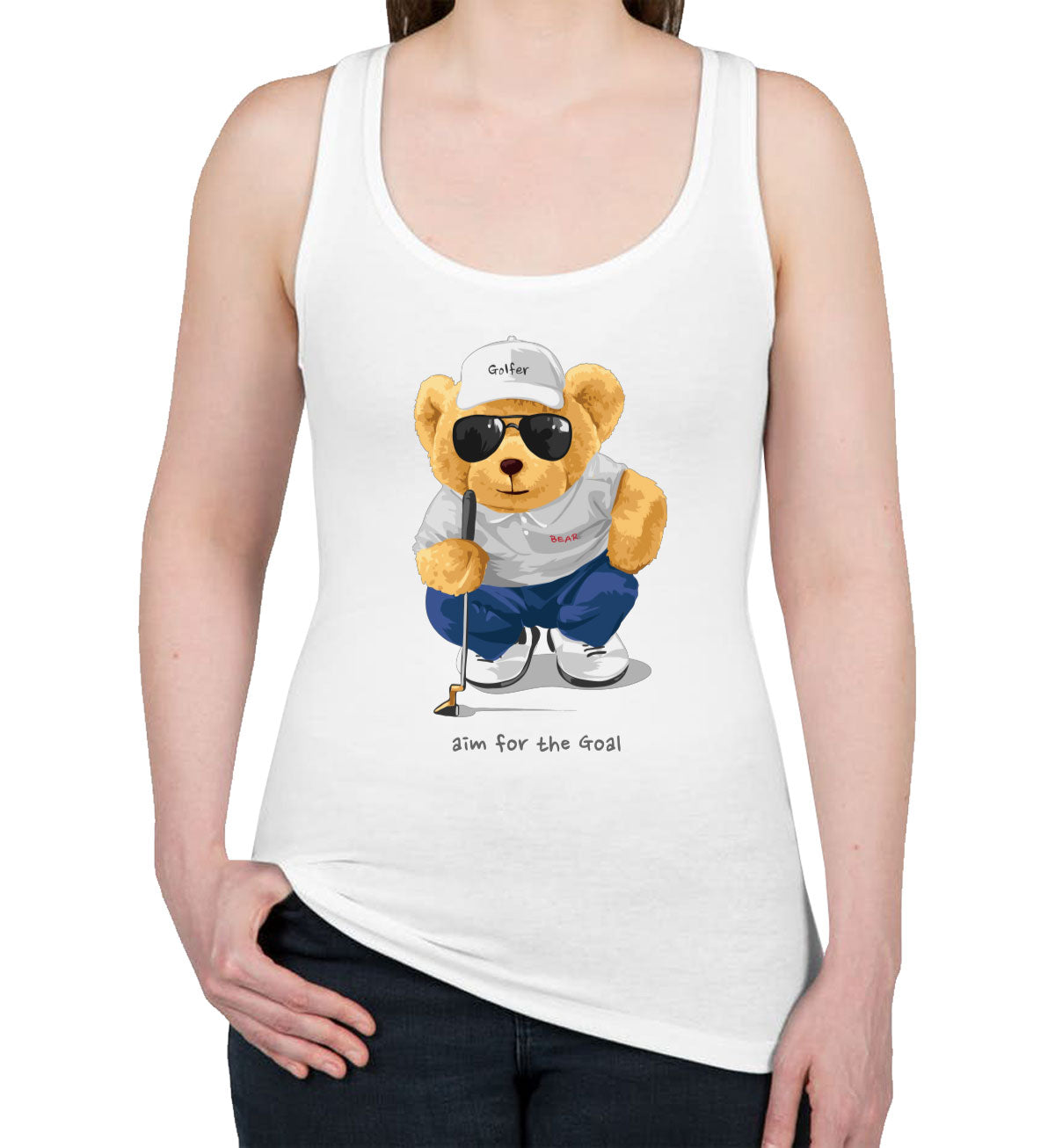 Teddy Bear Golfer Women's Racerback Tank Top