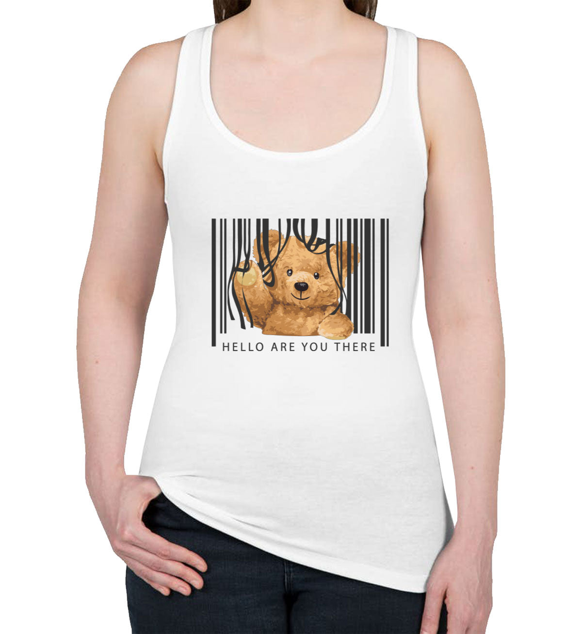 Teddy Bear Hello Women's Racerback Tank Top