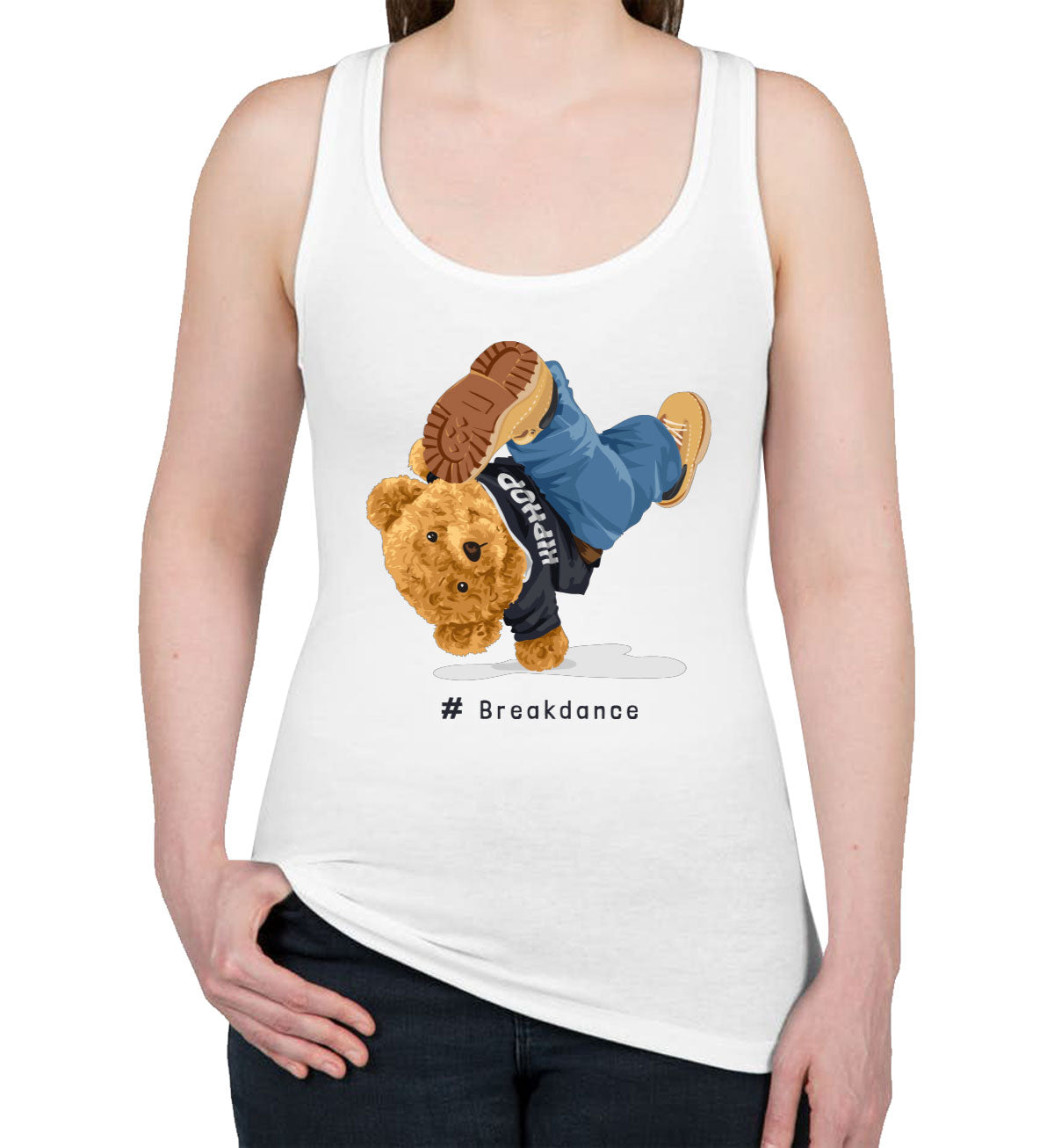 Teddy Bear Hiphop Breakdancing Women's Racerback Tank Top