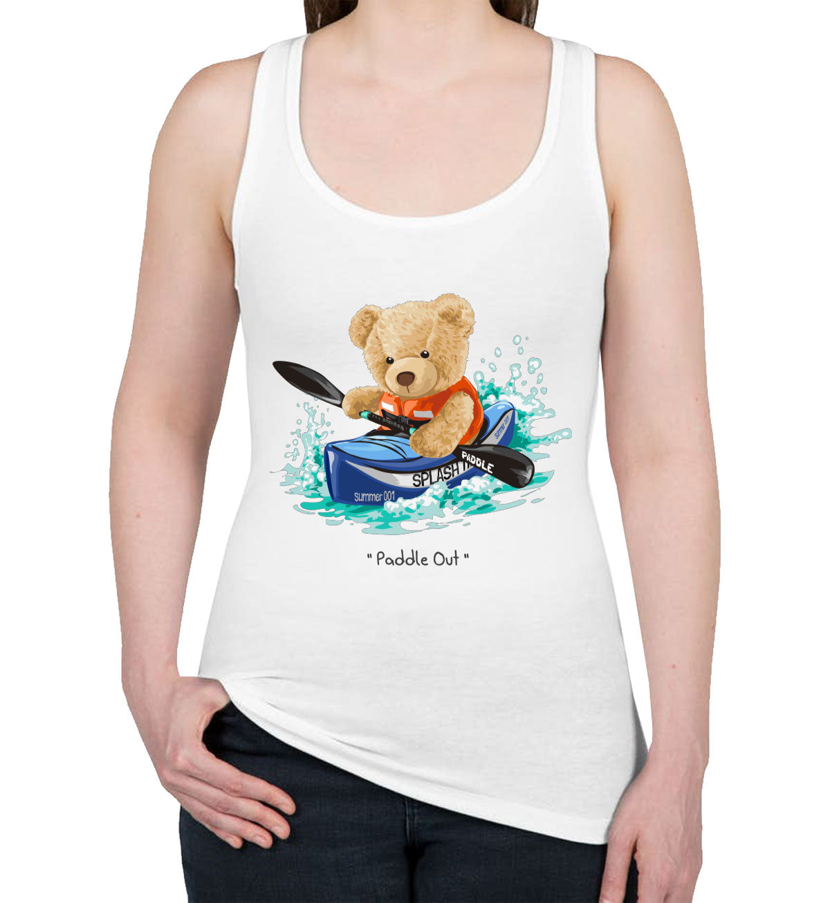 Teddy Bear Kayak Women's Racerback Tank Top