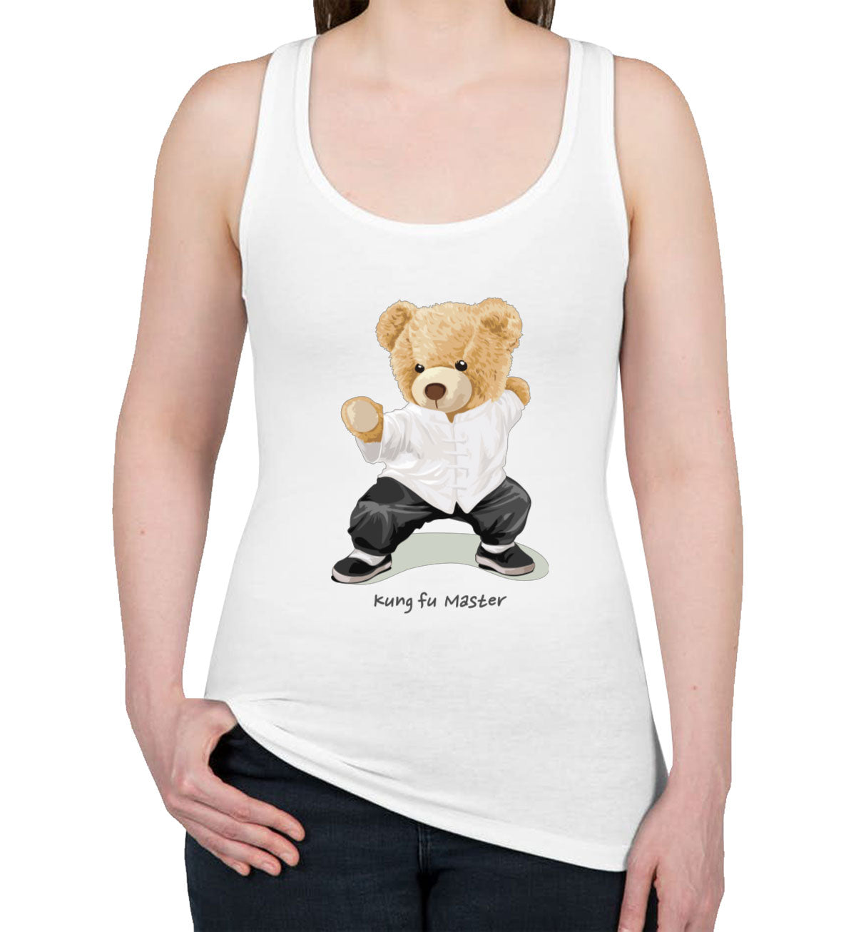 Teddy Bear Kung Fu Women's Racerback Tank Top