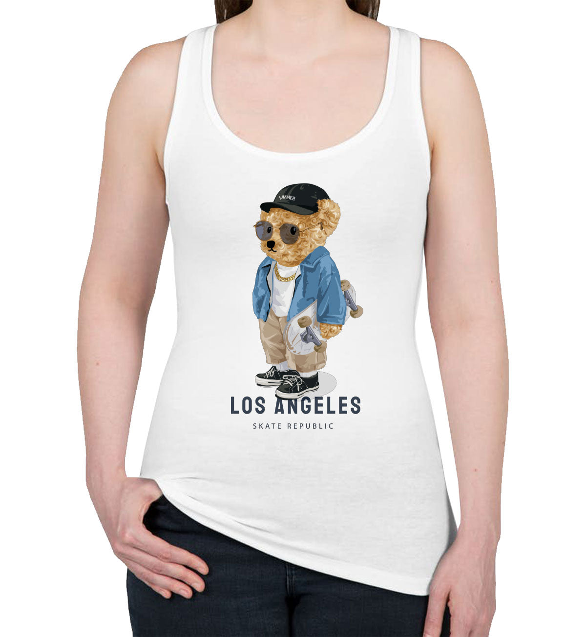 Teddy Bear Los Angeles Women's Racerback Tank Top