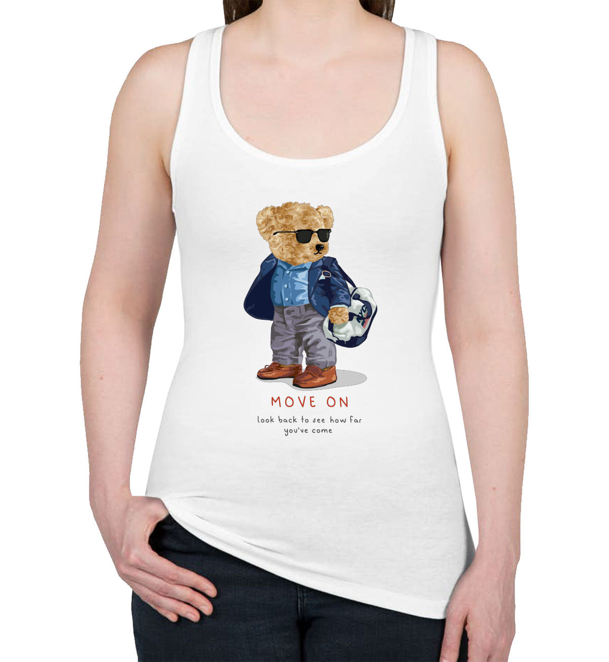 Teddy Bear Move On Women's Racerback Tank Top