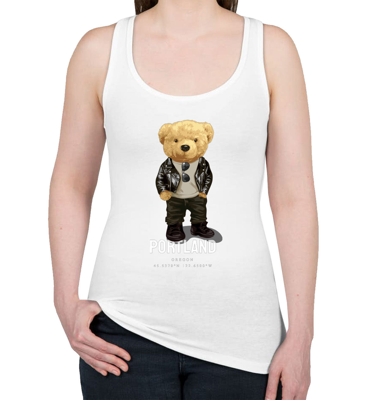 Teddy Bear Portland Women's Racerback Tank Top