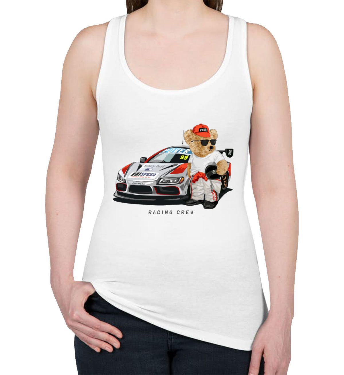 Teddy Bear Racing Crew Women's Racerback Tank Top