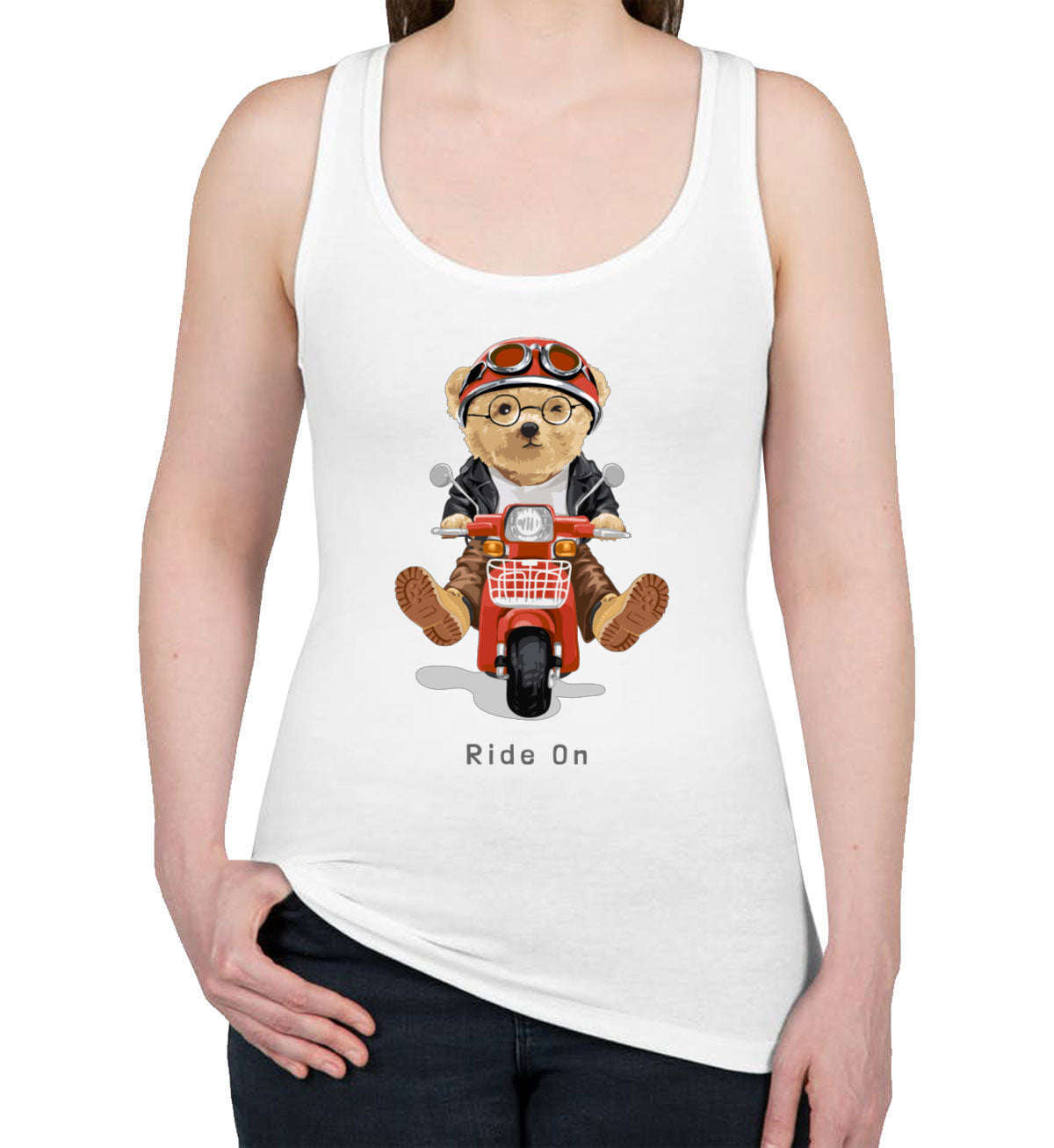 Teddy Bear Ride On Women's Racerback Tank Top