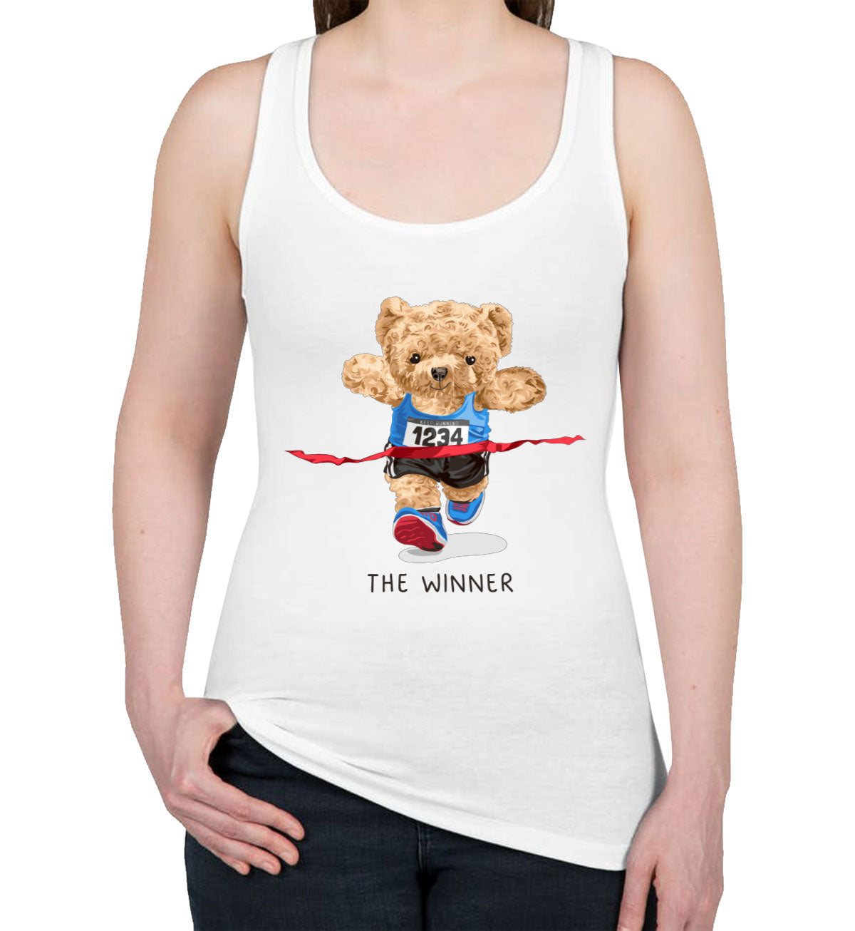 Teddy Bear Runner Women's Racerback Tank Top