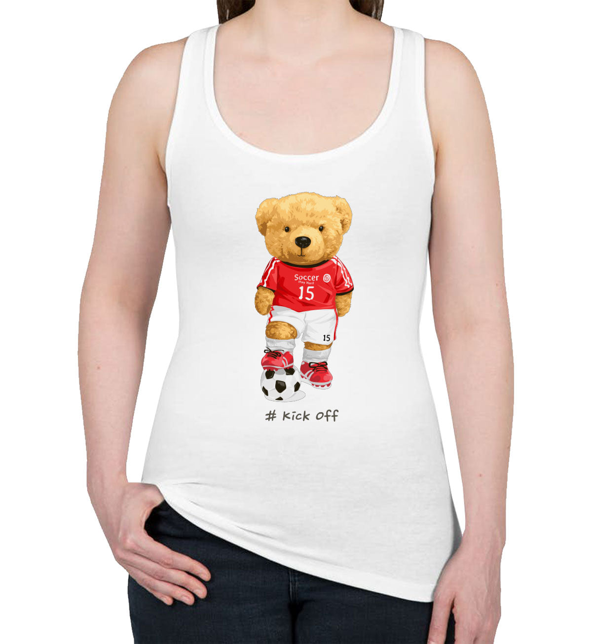 Teddy Bear Soccer Women's Racerback Tank Top