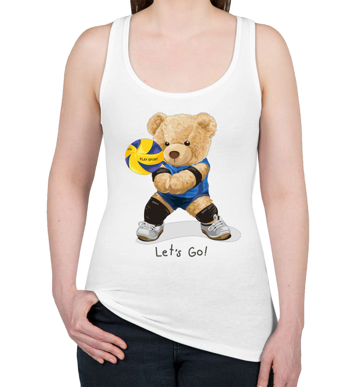 Teddy Bear Volleyball Women's Racerback Tank Top