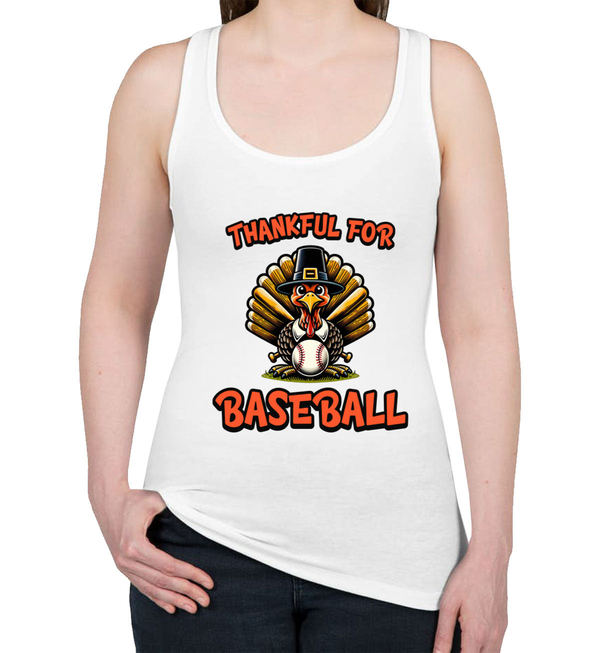 Thankful For Baseball Women's Racerback Tank Top