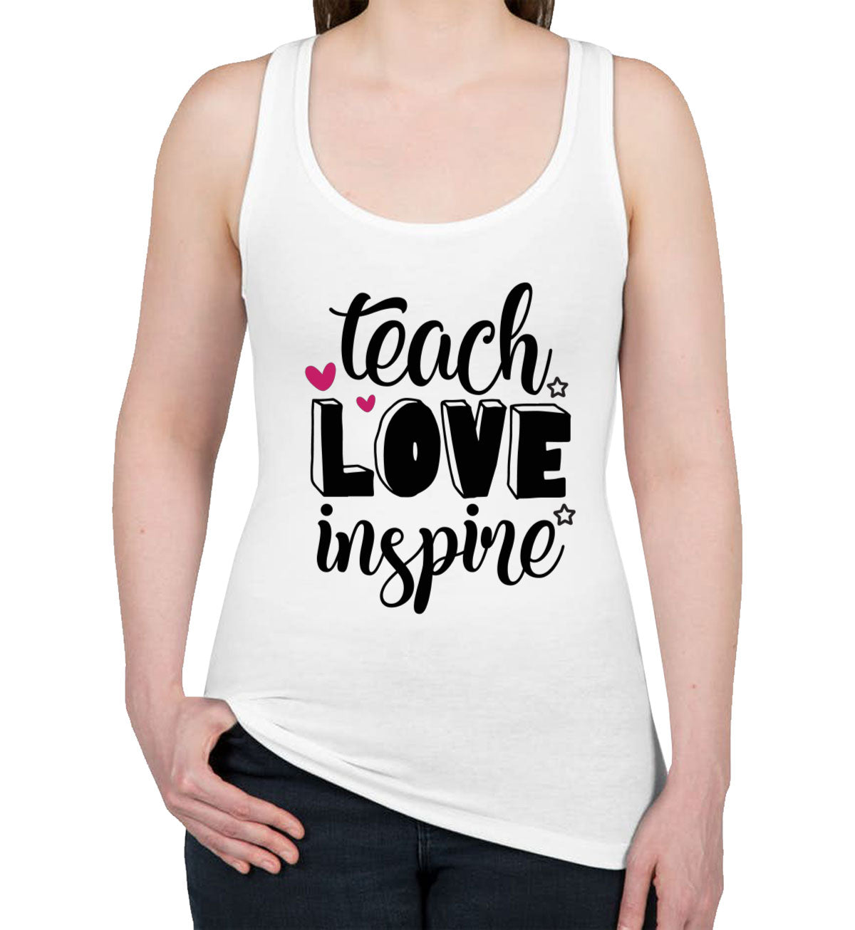 Teach Love Inspire Teacher Women's Racerback Tank Top