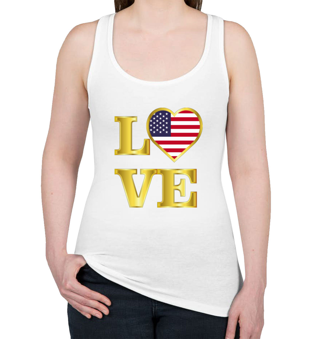 USA Love Women's Racerback Tank Top