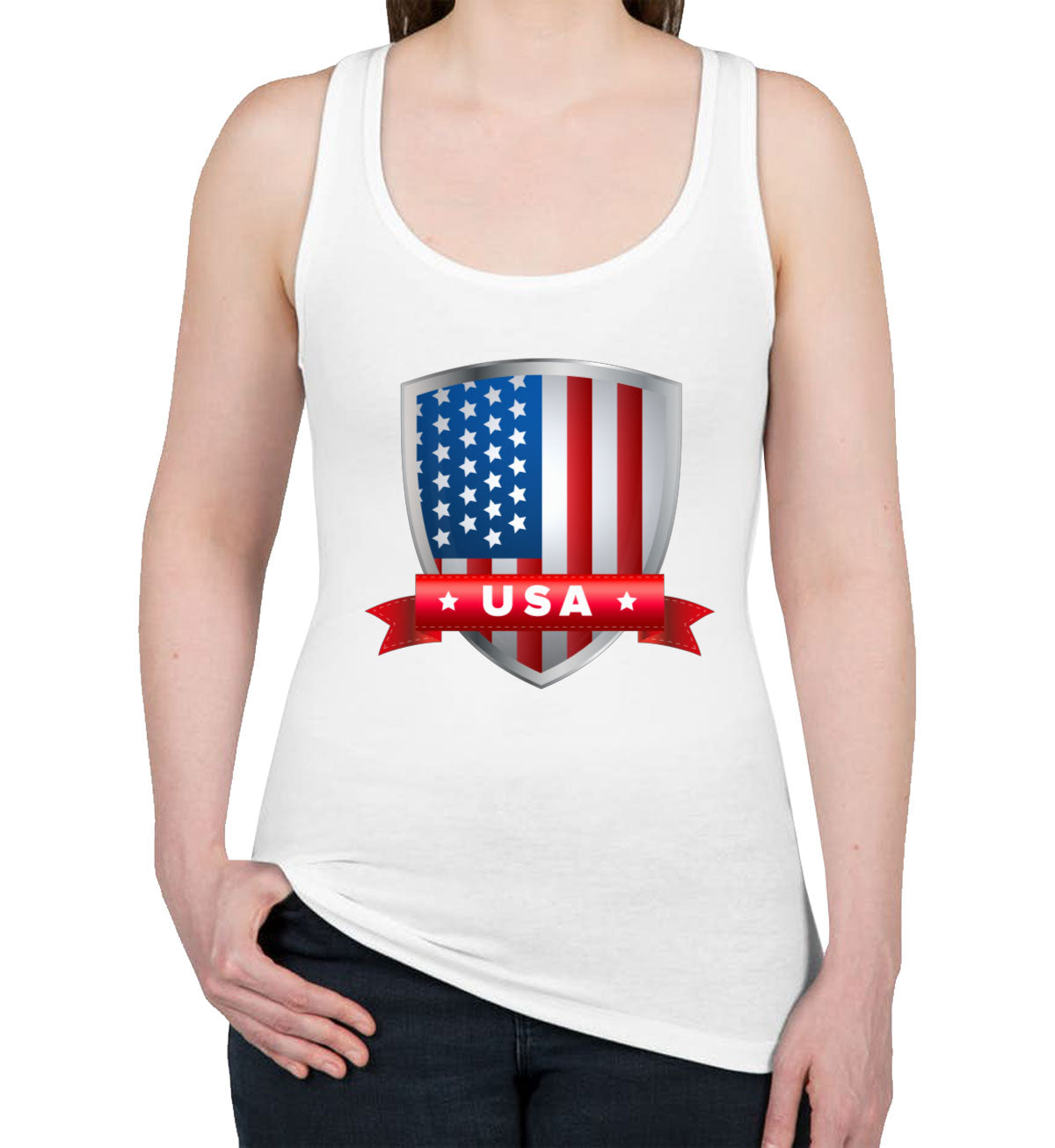 USA Shield Flag Women's Racerback Tank Top