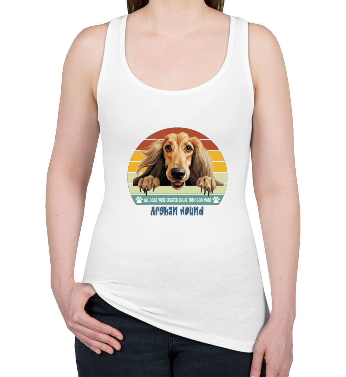 All Dogs Were Created Equal Afghan Hound Women's Racerback Tank Top