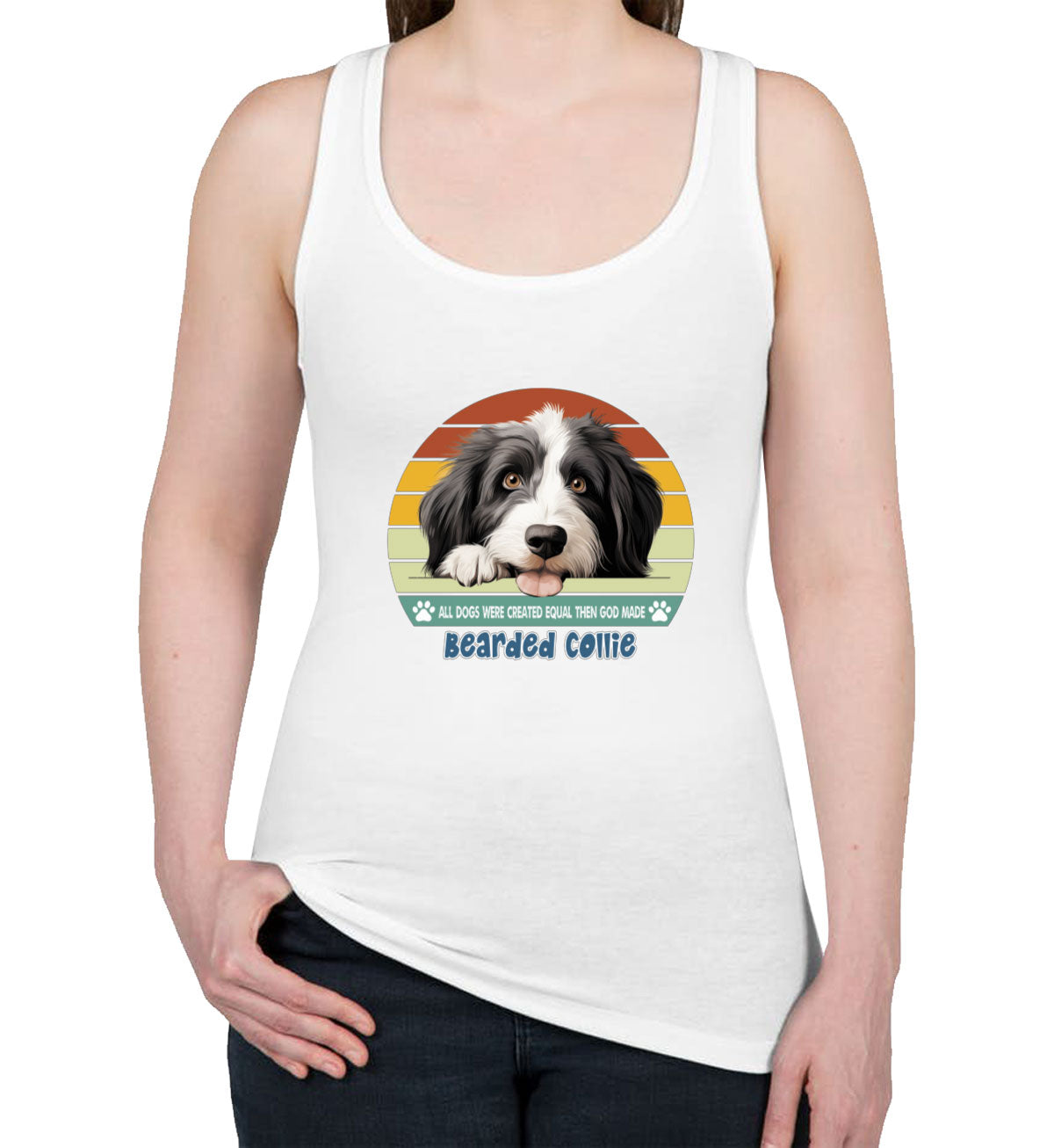 All Dogs Were Created Equal Bearded Collie Women's Racerback Tank Top