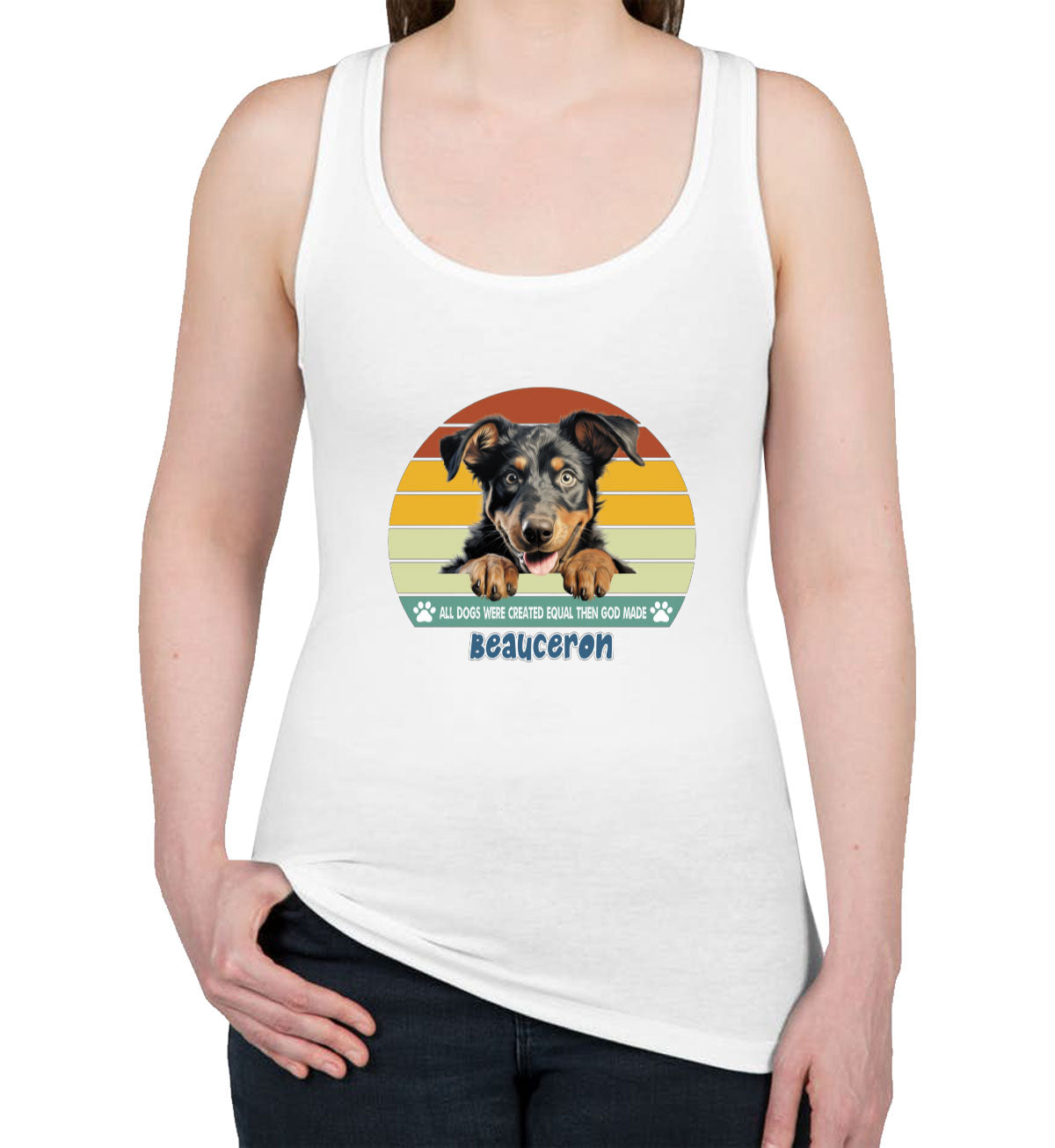 All Dogs Were Created Equal Beauceron Women's Racerback Tank Top