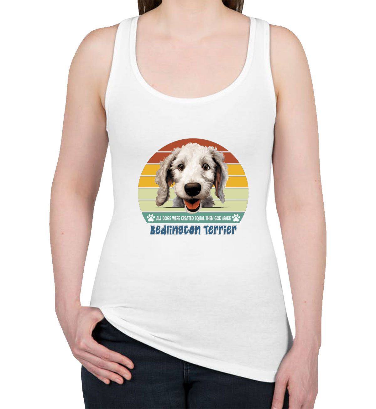 All Dogs Were Created Equal Bedlington Terrier Women's Racerback Tank Top