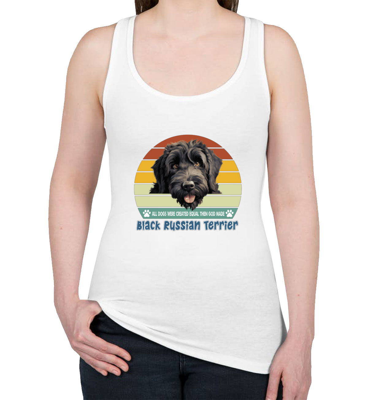 All Dogs Were Created Equal Black Russian Terrier Women's Racerback Tank Top