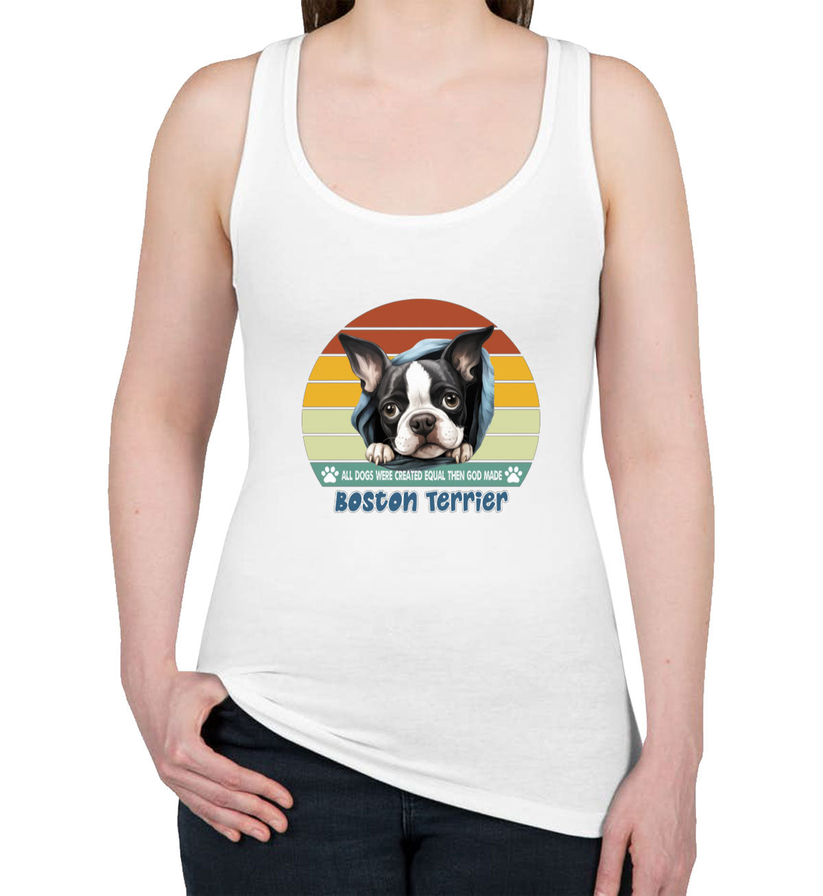 All Dogs Were Created Equal Boston Terrier Women's Racerback Tank Top