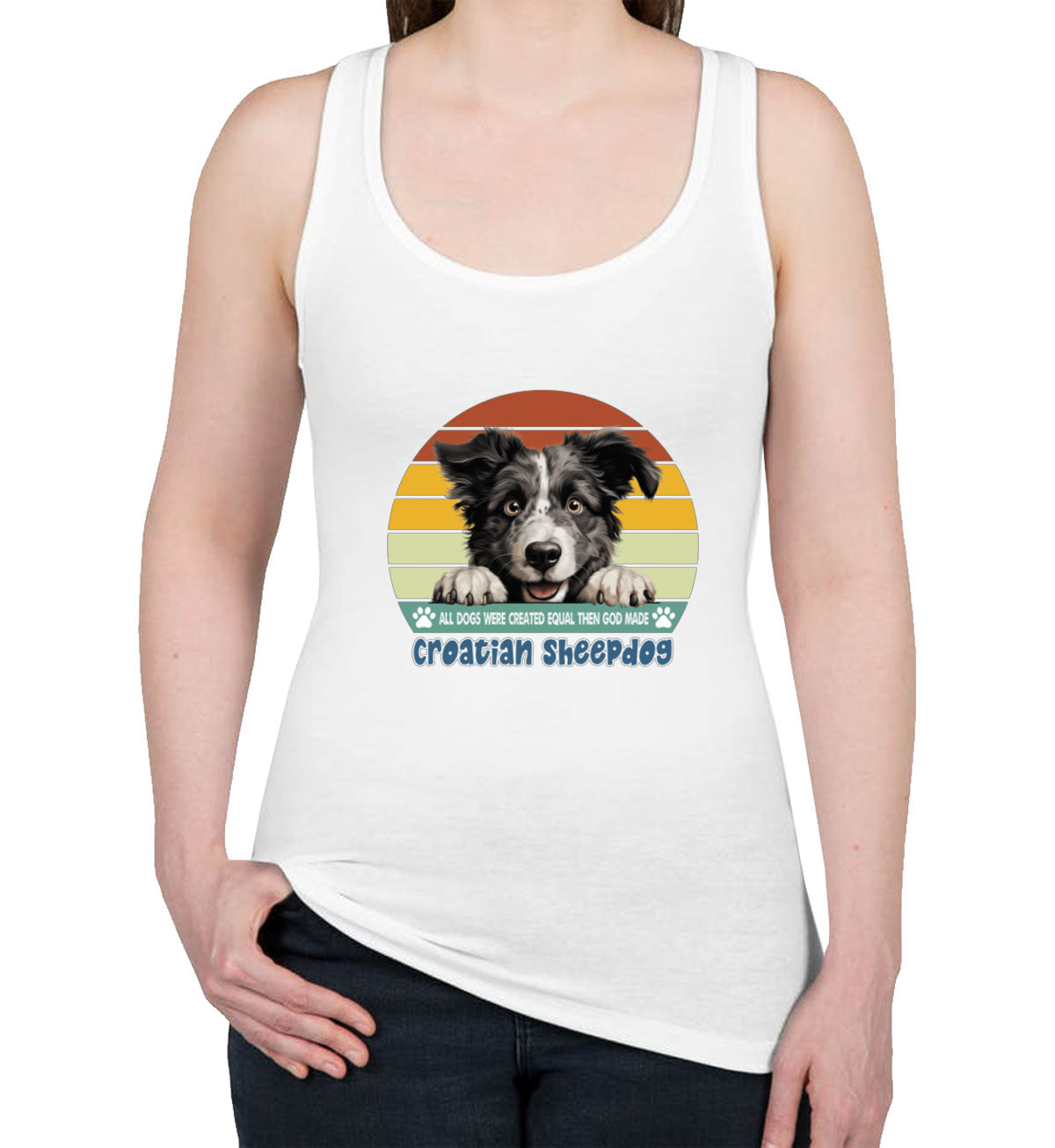 All Dogs Were Created Equal Croatian Sheepdog Women's Racerback Tank Top