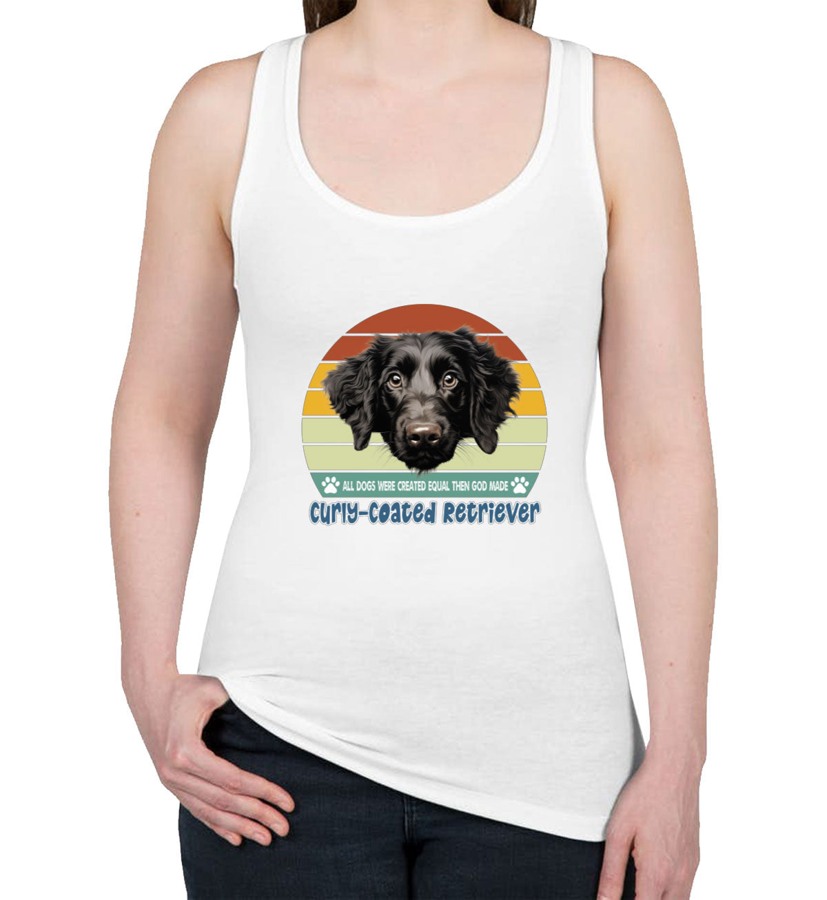 All Dogs Were Created Equal Curly Coated Retriever Women's Racerback Tank Top