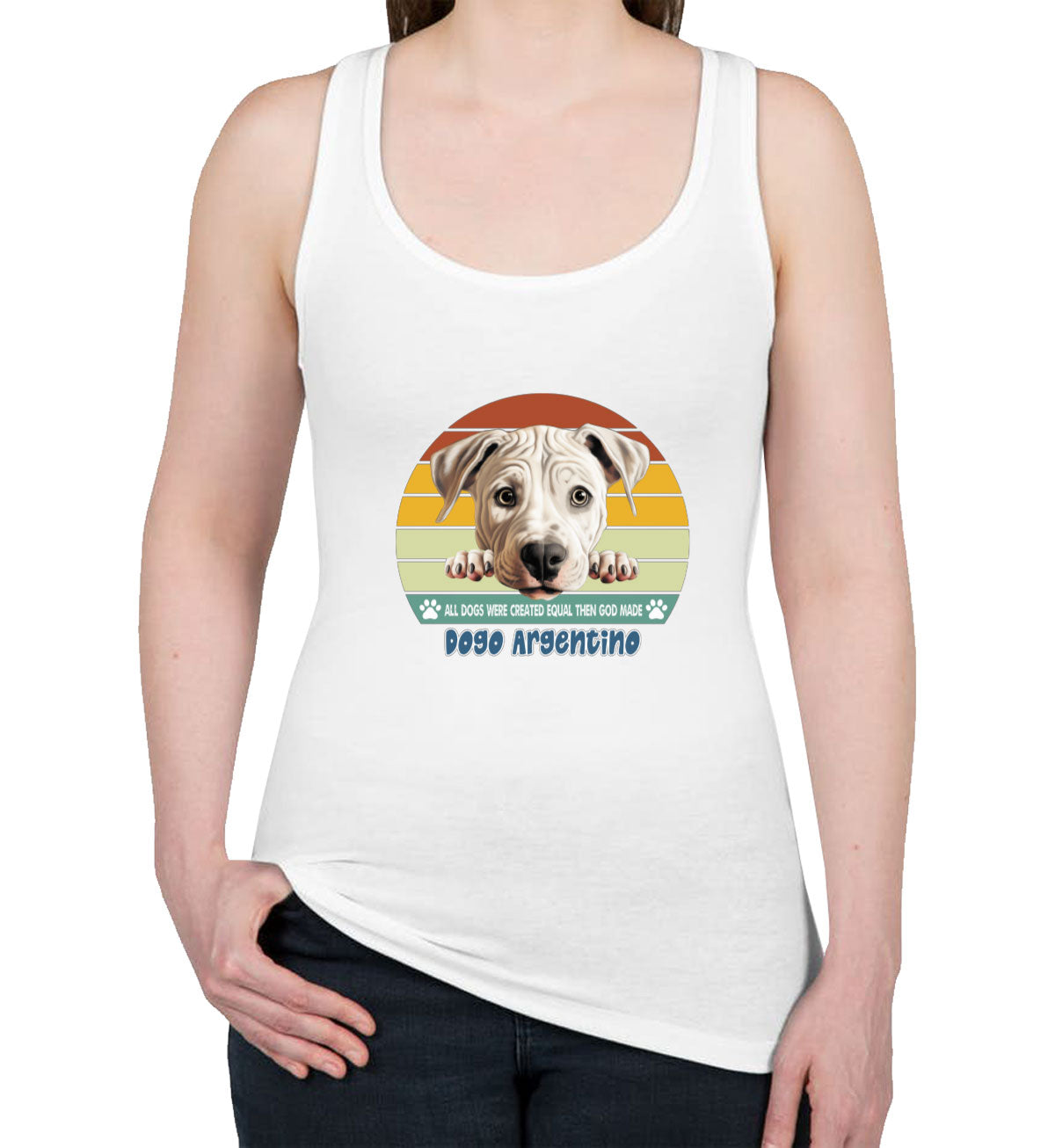 All Dogs Were Created Equal Dogo Argentino Women's Racerback Tank Top