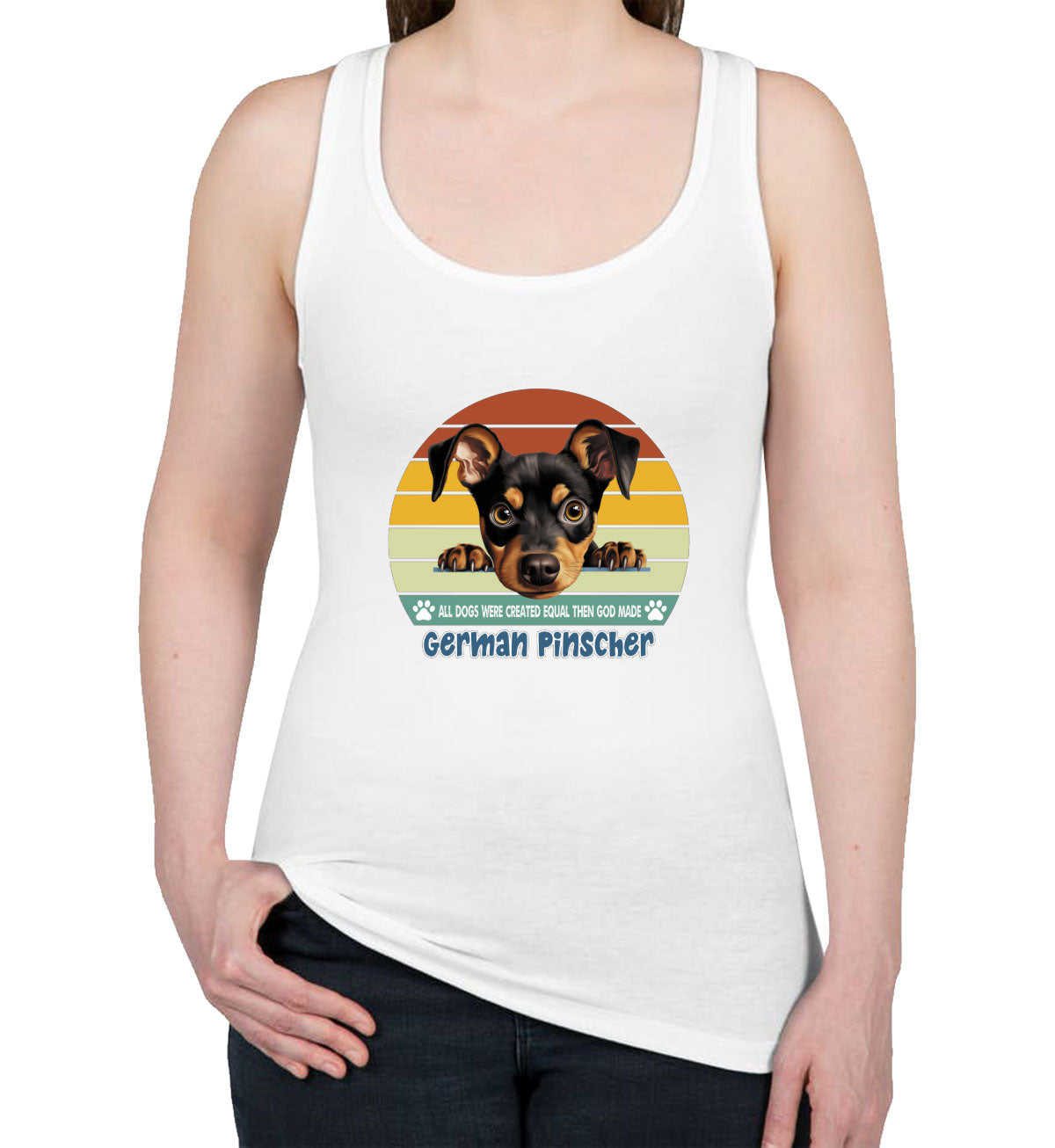 All Dogs Were Created Equal German Pinscher Women's Racerback Tank Top