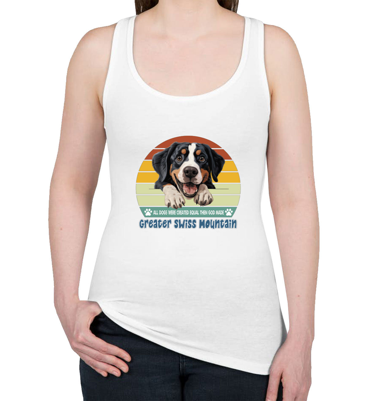 All Dogs Were Created Equal Greater Swiss Mountain Women's Racerback Tank Top