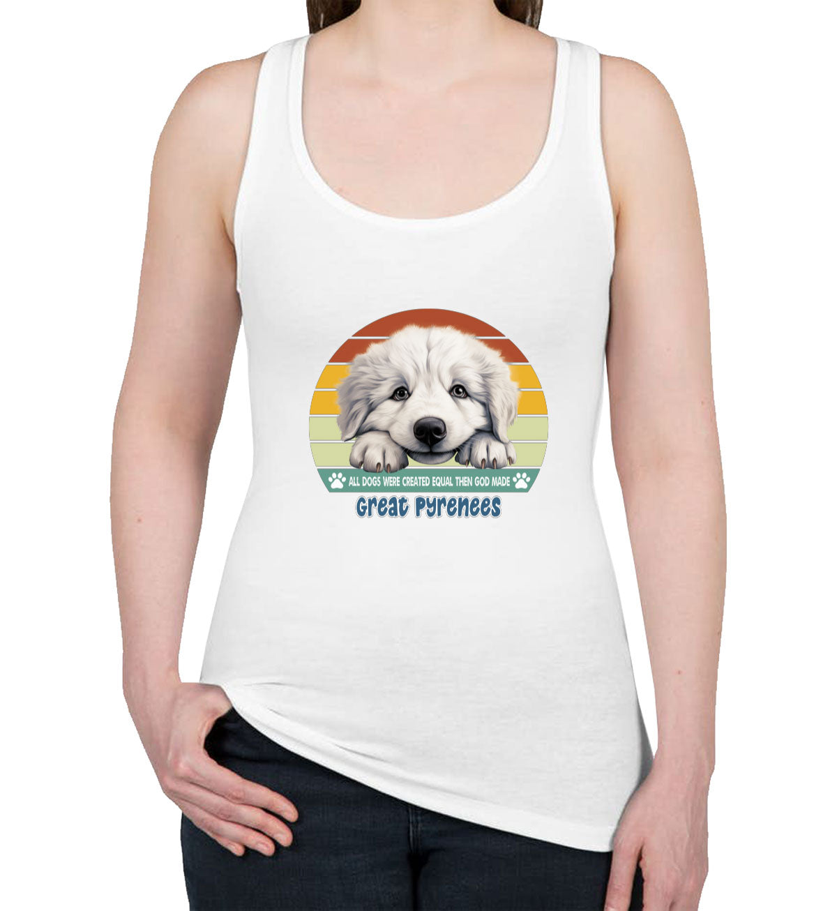 All Dogs Were Created Equal Great Pyrenees Women's Racerback Tank Top