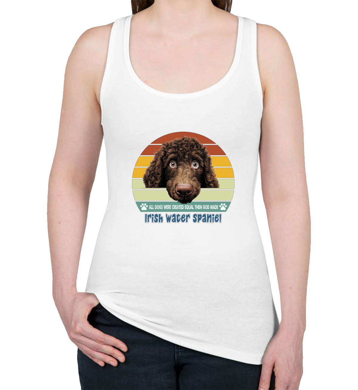 All Dogs Were Created Equal Irish Water Spaniel Women's Racerback Tank Top