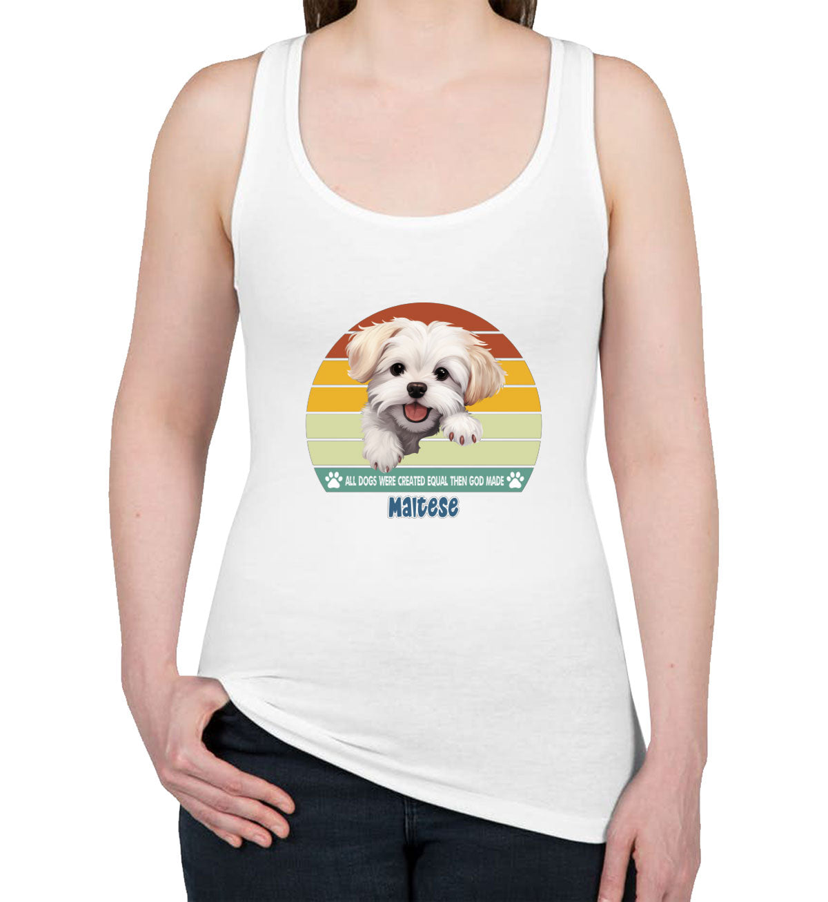 All Dogs Were Created Equal Maltese Women's Racerback Tank Top