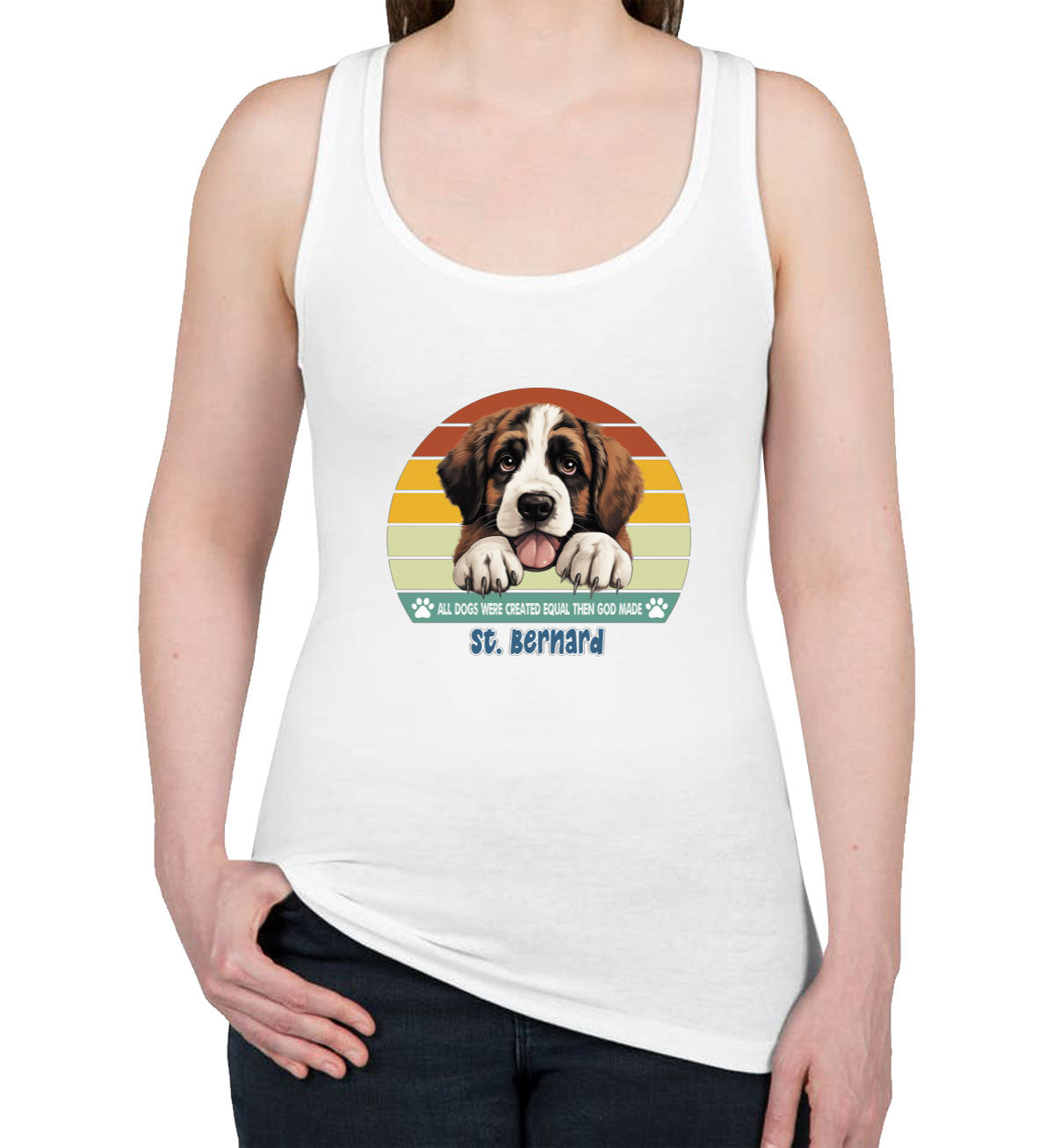 All Dogs Were Created Equal St. Bernard Women's Racerback Tank Top