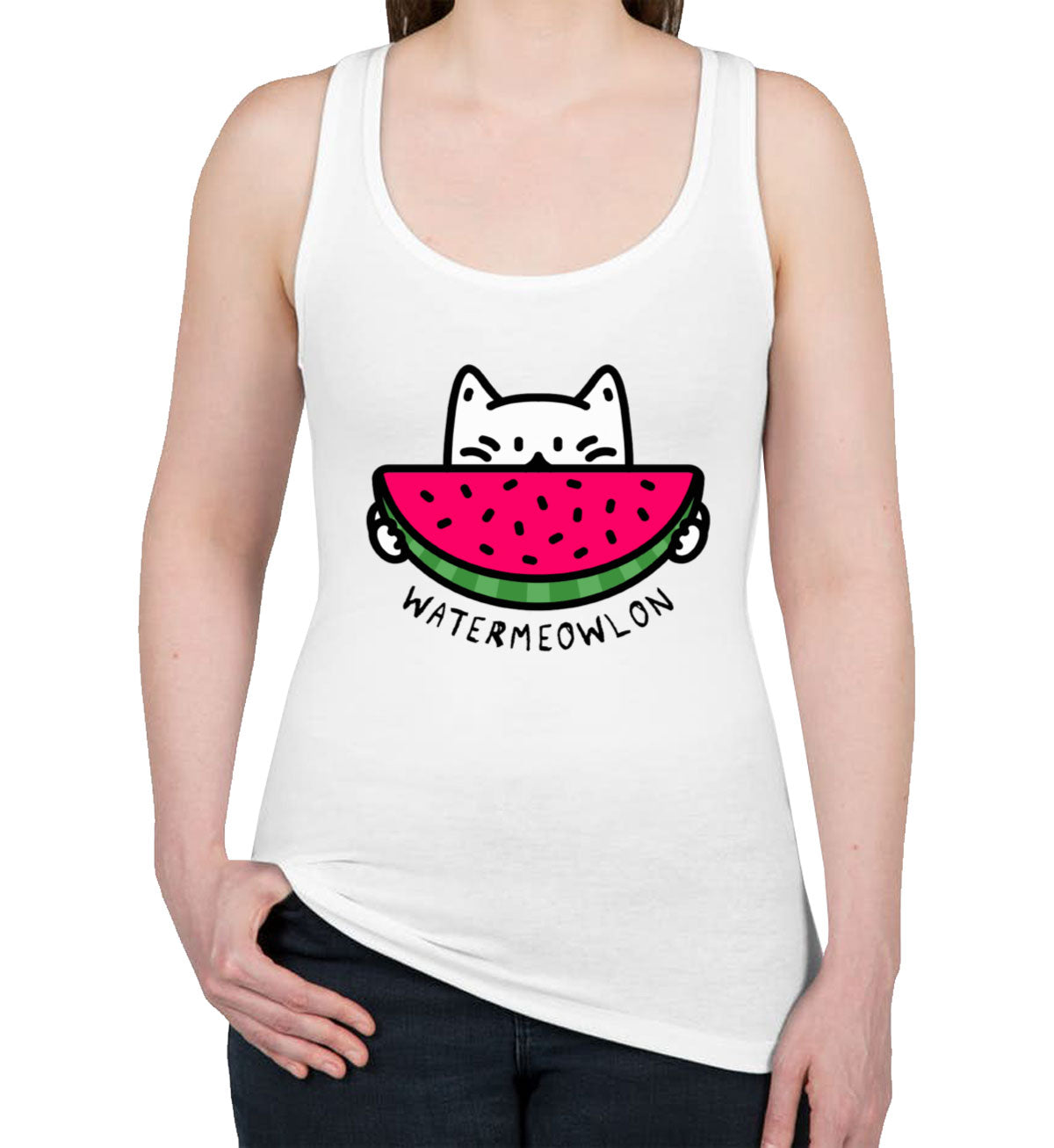 Watermeow Cat Women's Racerback Tank Top