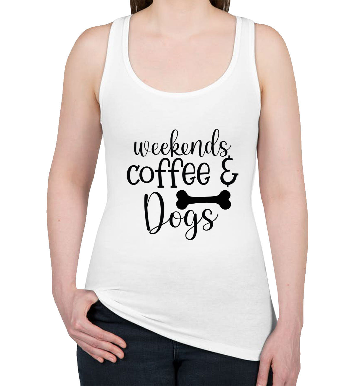 Weekend Coffee And Dogs Women's Racerback Tank Top