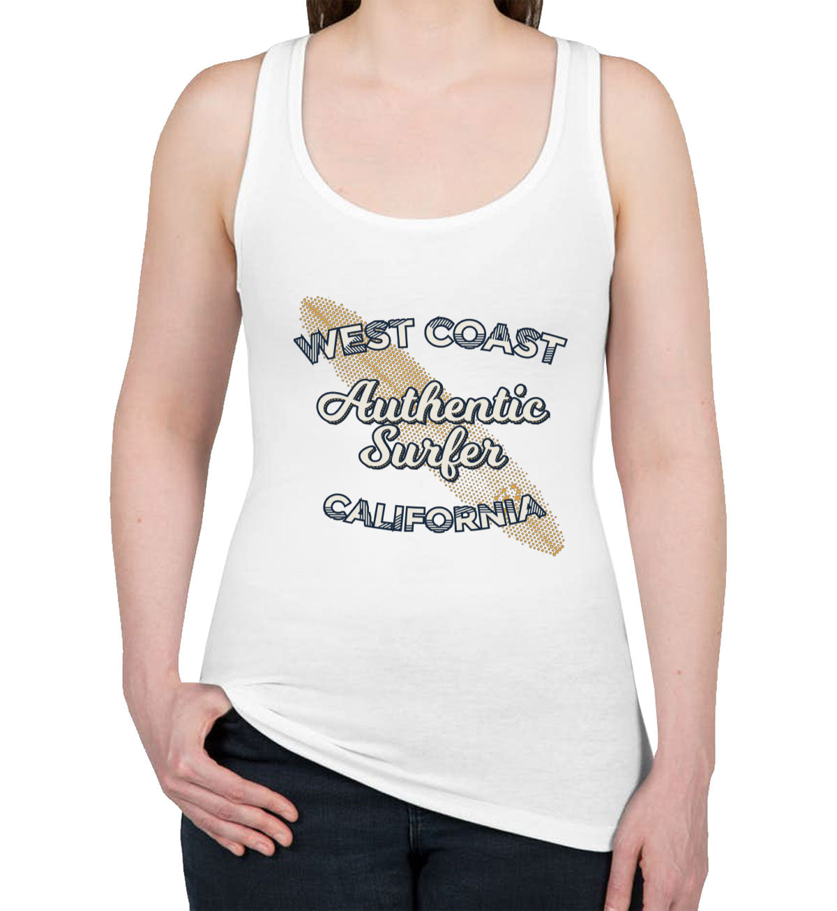 Authentic Surfer West Coast California Women's Racerback Tank Top