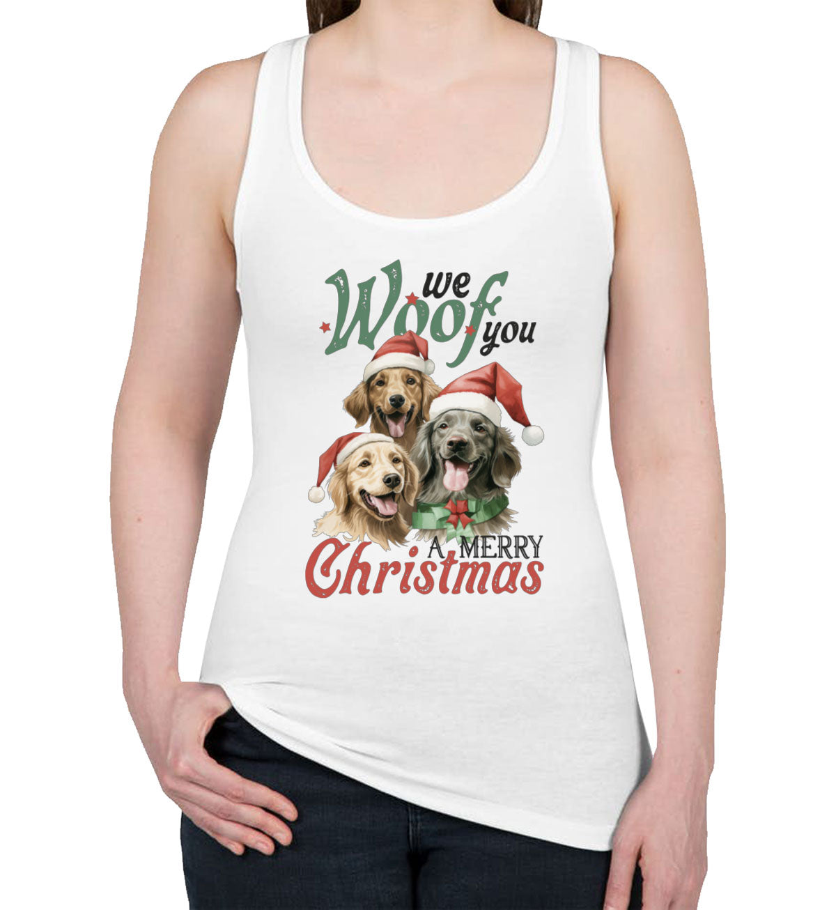 We Woof You A Merry Christmas Women's Racerback Tank Top