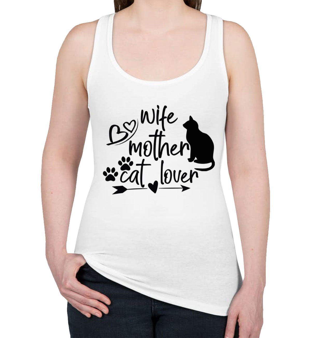 Wife Mother Cat Lover Mother's Day Women's Racerback Tank Top