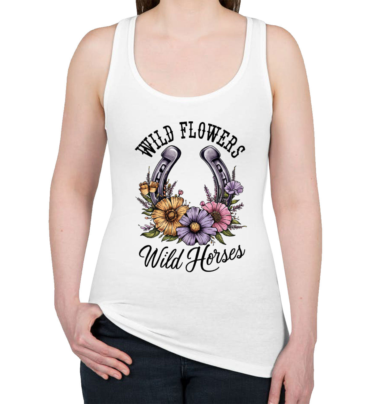 Wild Flowers Wild Horses Women's Racerback Tank Top