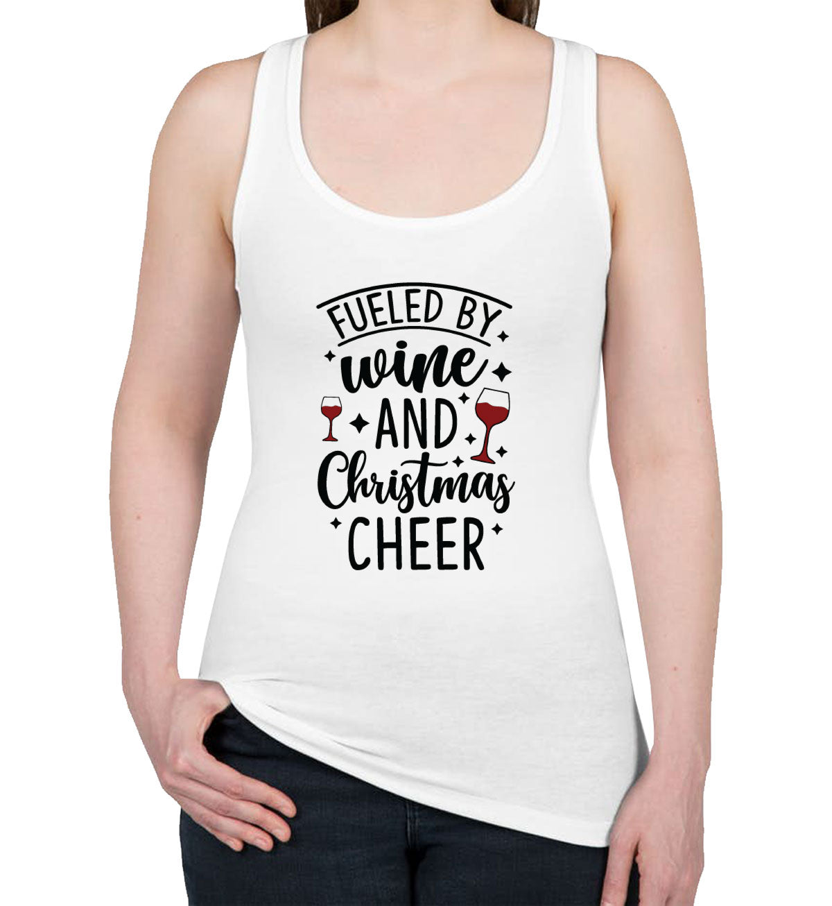 Fueled By Wine And Christmas Cheer Women's Racerback Tank Top