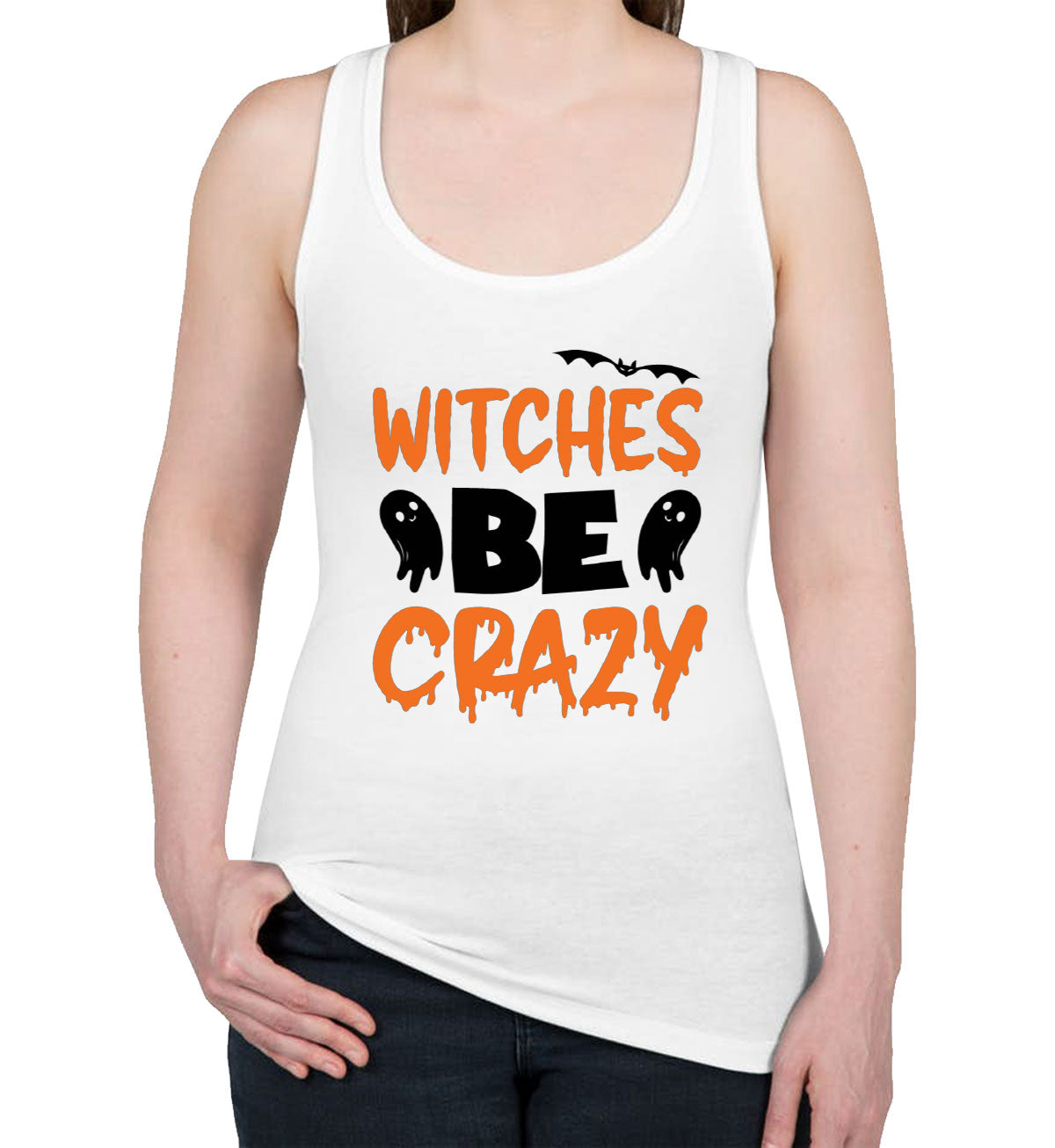 Witches Be Crazy Halloween Women's Racerback Tank Top