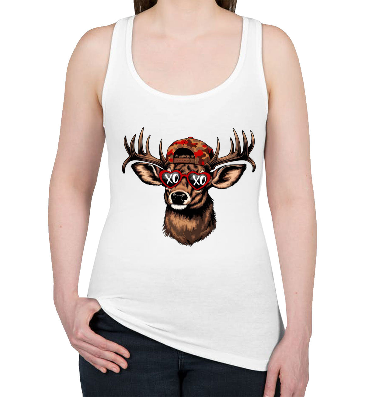XOXO Deer Hunting Women's Racerback Tank Top