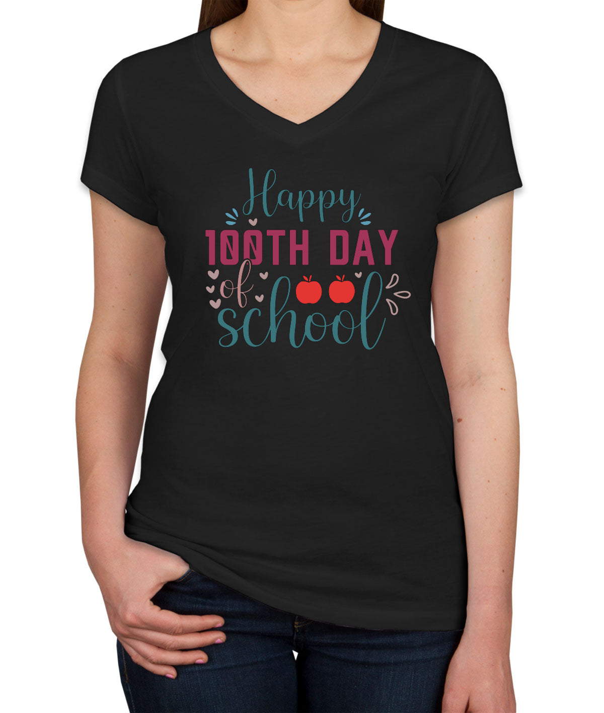 Happy 100th Day Of School Women's V Neck T-shirt