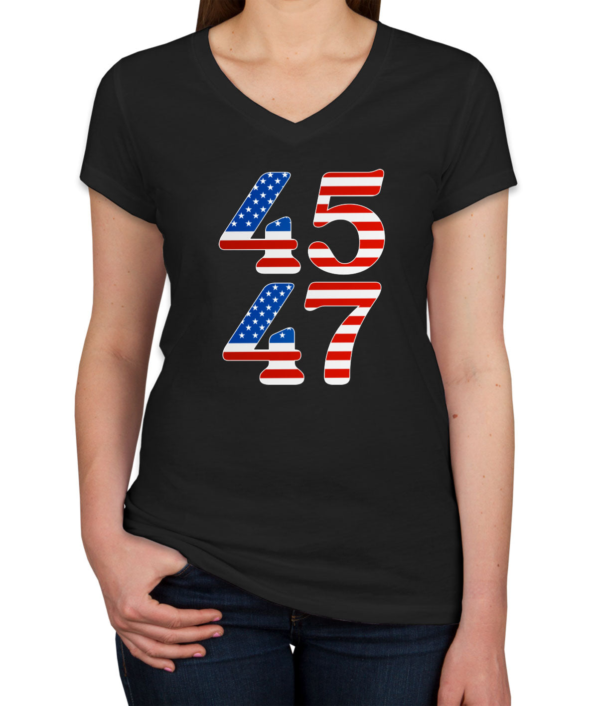 Trump 45 47 2024 Presidential Election Women's V Neck T-shirt