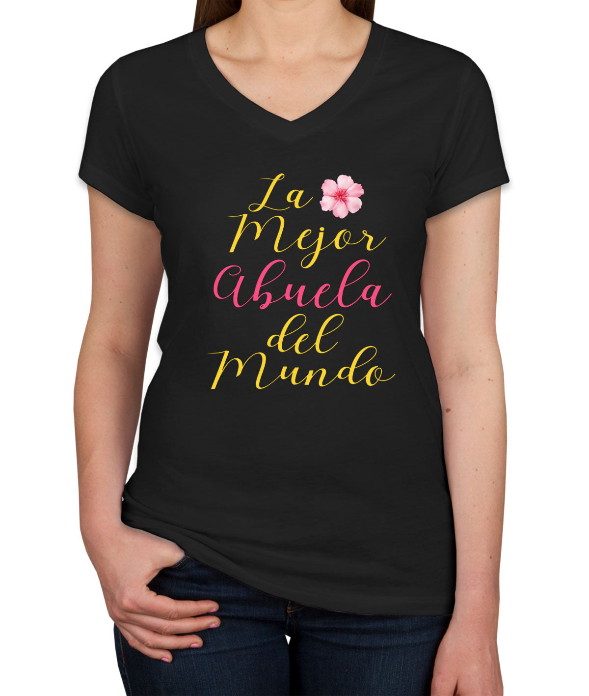 La Mejor Abuela Del Mundo Hispanic Grandma Mother's Day Women's V Neck T-shirt