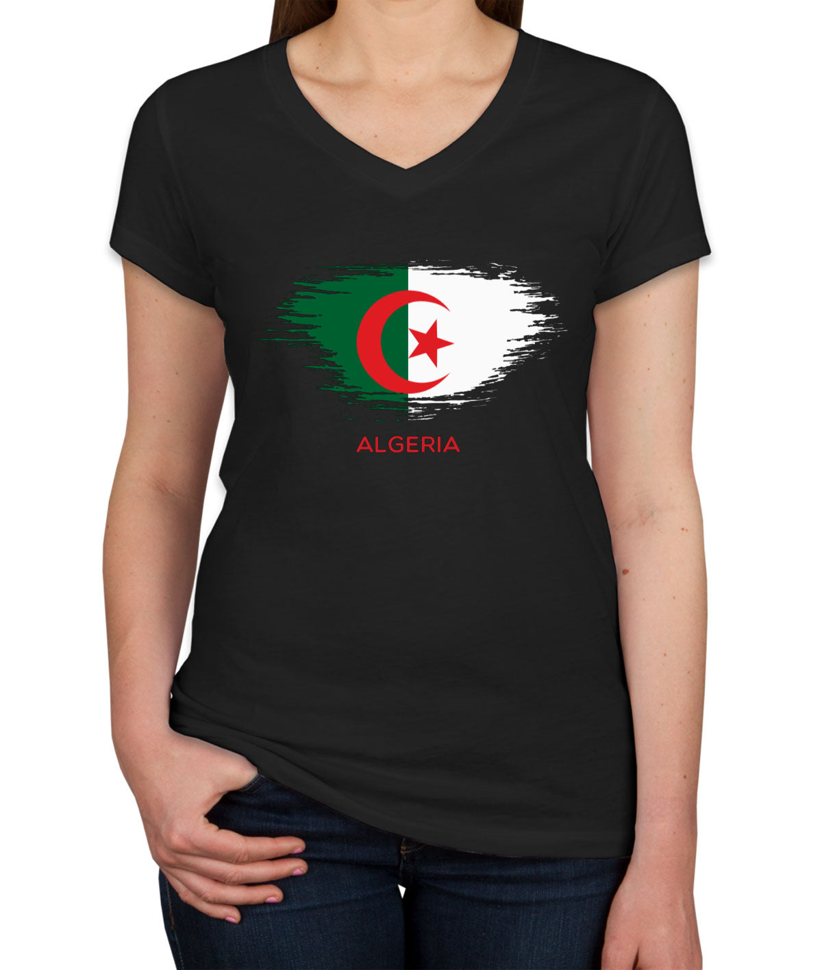 Algeria Flag Women's V Neck T-shirt