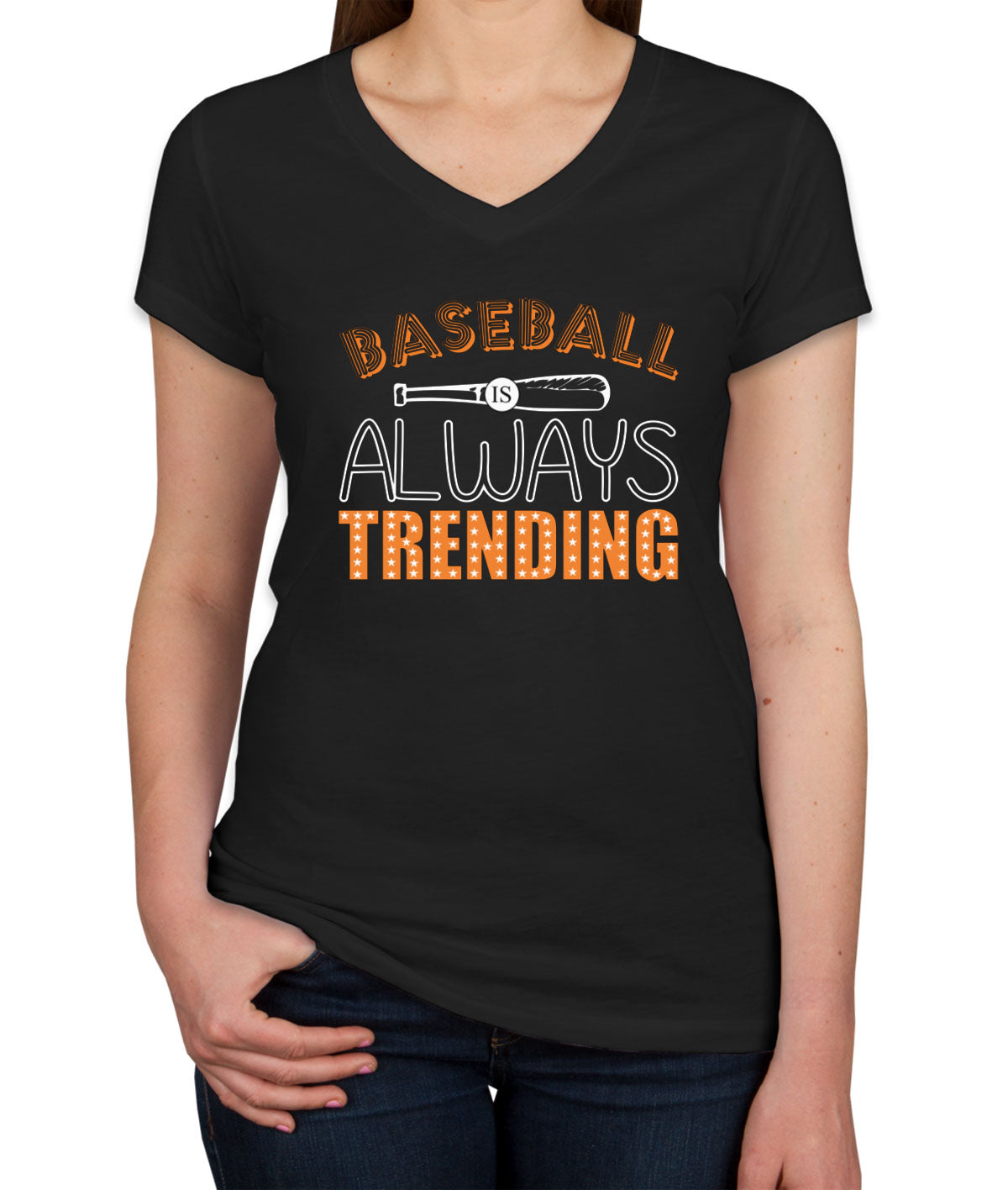 Baseball Is Always Trending Women's V Neck T-shirt