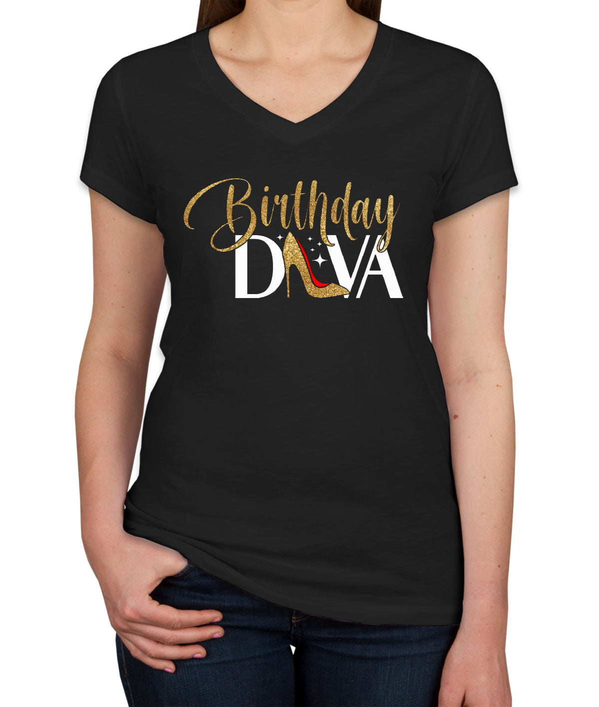 Birthday Diva Women's V Neck T-shirt